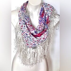 Aldo Floral Fringed Square Scarf - NWT